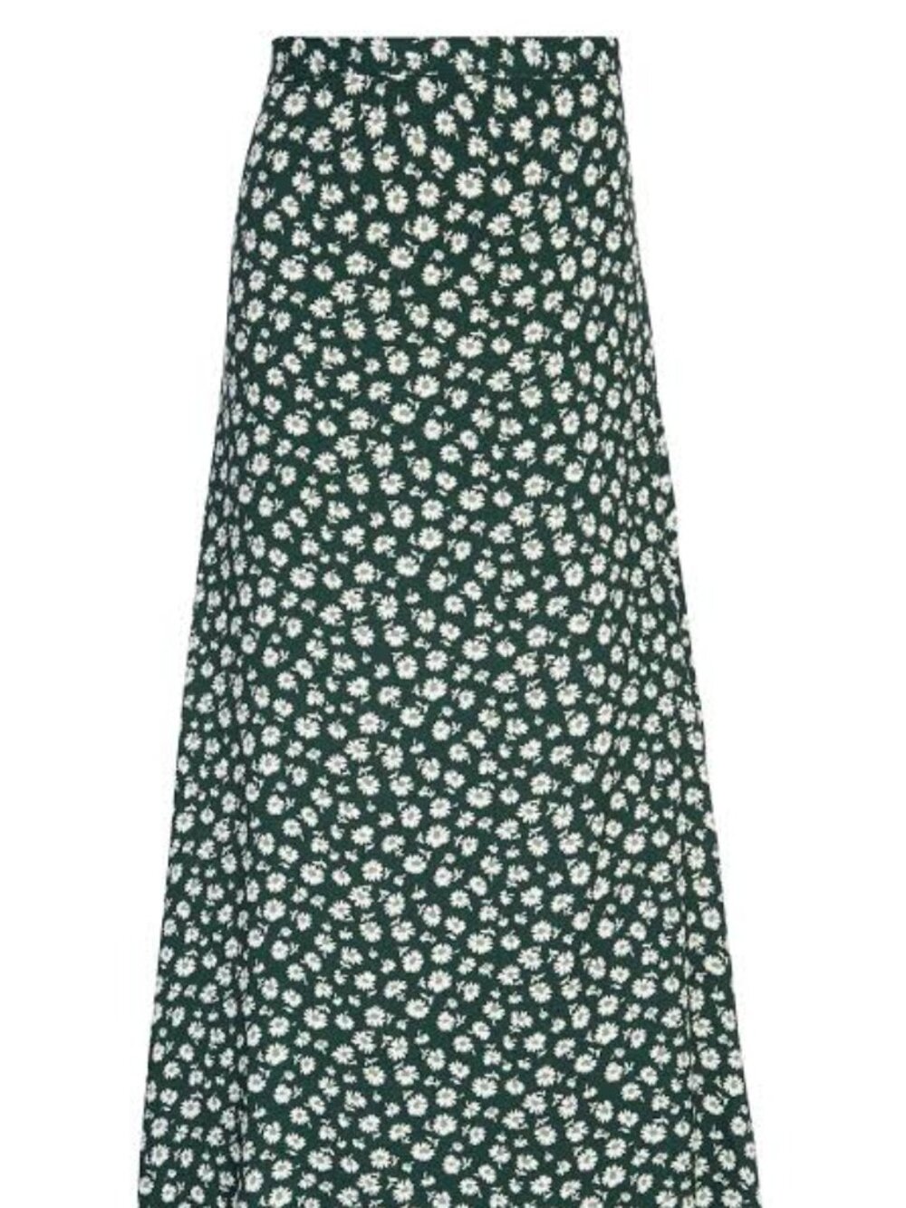 Reformation Green Floral Print Midi Skirt White Flowers